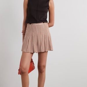 Reformation Portia Checked Crepe Mini Skirt